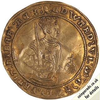 1551-1553 Gold Half-Sovereign Edward VI Obverse