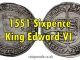 1551 Sixpence Edward VI