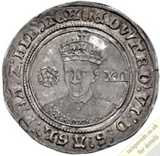 1551 to 1553 Shilling Edward VI Obverse