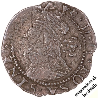 1561-1565 Threefarthings Elizabeth I Obverse