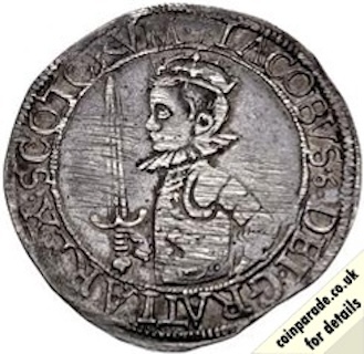 1582 Scotland Twenty Shilling James VI Obverse