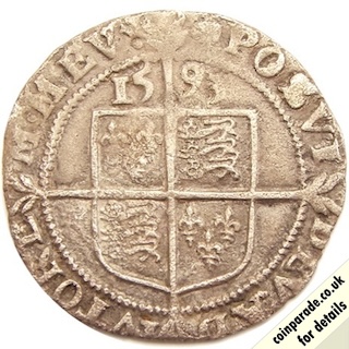 1593 Sixpence Elizabeth I Reverse