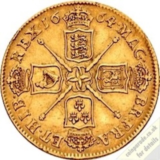 1664 Two Guinea Charles II Reverse