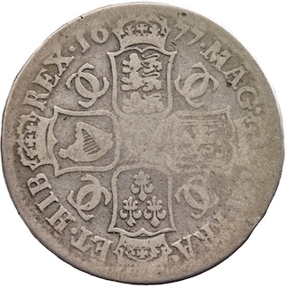 1677 Halfcrown Charles II Reverse