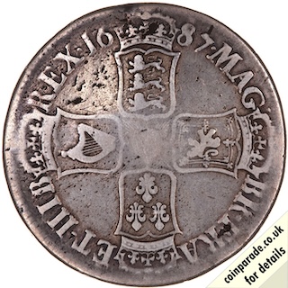 1687 Crown James II Reverse MV