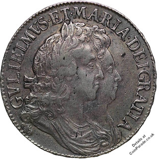 1691 Crown William and Mary Obverse