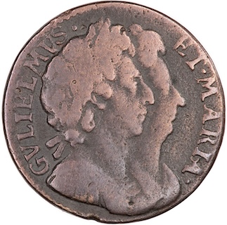 1694 Farthing William and Mary Obverse