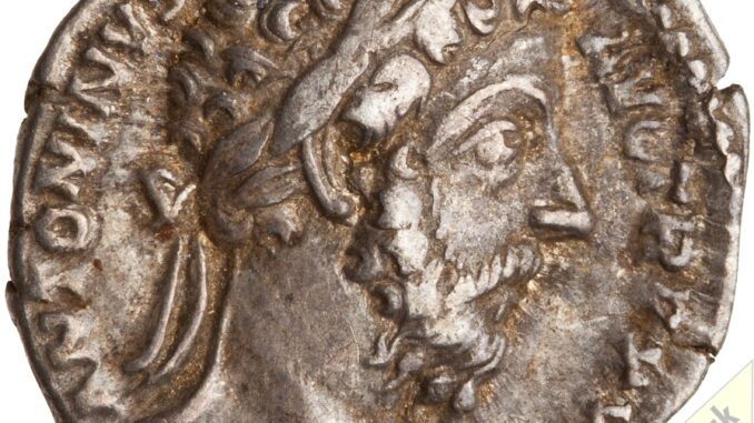 173AD-174AD Denarius Marcus Aurelius Togate Obverse