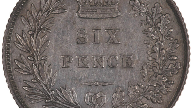 1834 Sixpence William IV Reverse