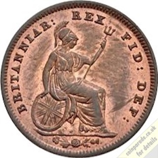 1835 Third-Farthing William IV Reverse