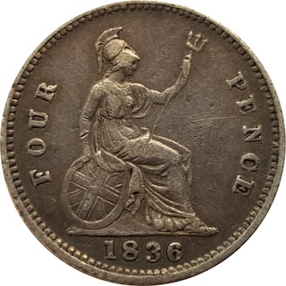 1836 Groat Four Pence George IV Reverse MJH 1836 Groat Four Pence George IV Reverse MJH