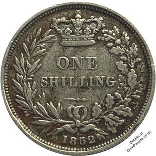 1852 Shilling Victoria Reverse