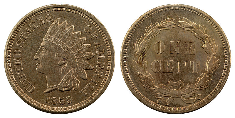 1859 Indian Head Wreath Cent