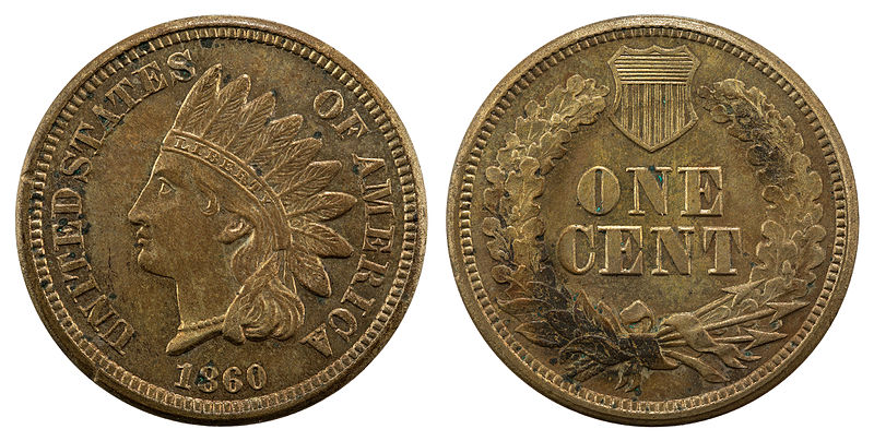 1859 Indian Head Wreath and Shield Cent.