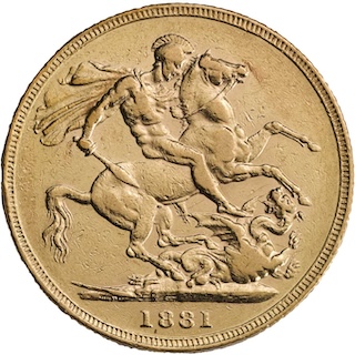 1881 Gold Sovereign Melbourne St George 3857A Reverse RM