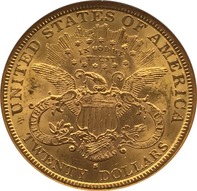 1888 S $20 Gold Liberty Double Eagle Reverse