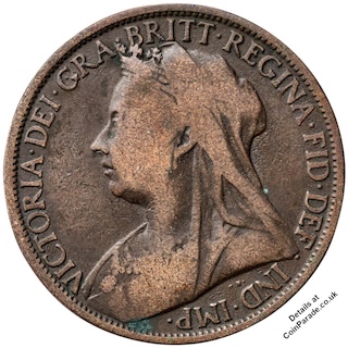 1896 Penny Victoria Obverse