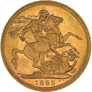 1899 Gold Sovereign Melbourne Reverse