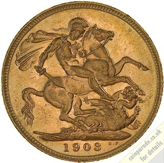 1903 Gold Proof Sovereign Melbourne Reverse