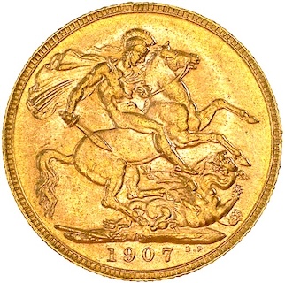 1907 Gold Sovereign Perth Reverse