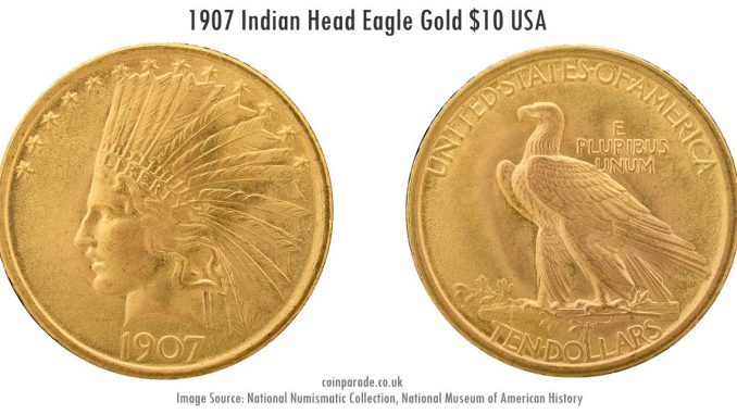 1907 Indian Head Eagle Gold 10 Dollar