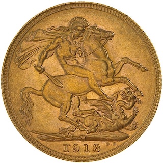 1918 Gold Sovereign Melbourne Reverse