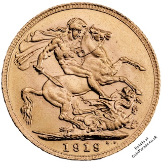 1919 Gold Sovereign Canada Reverse