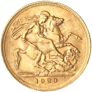 1929 Sovereign South Africa Reverse