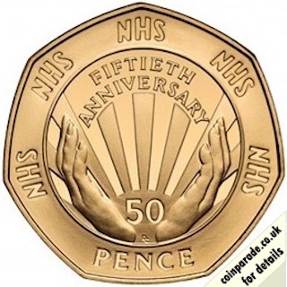 1998 Gold Proof 50p NHS Reverse