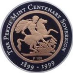 1999 Perth Mint Centenary Gold Proof Bi-metallic Sovereign (Reverse)