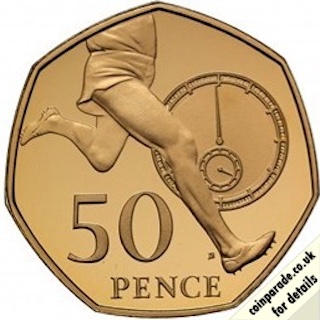 2004 Gold Proof 50p Roger Bannister Reverse RM