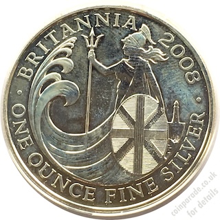 2008 Silver Britannia Proof Reverse