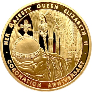 2013 Gold 5oz Proof 10 Pounds 60th Coronation Reverse