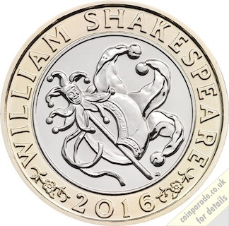 2016 Two Pound Coin Shakespeare Comedies Reverse