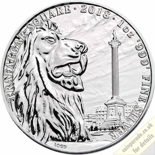 2018 Silver 1oz Landmarks of Britain Trafalgar Square Reverse RM