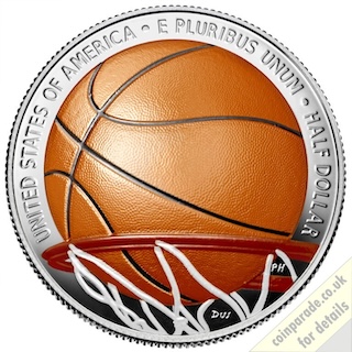 2020 Basketball Hall of Fame Clad Half Dollar Proof Colorized Reverse USMint