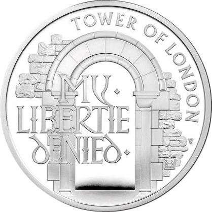 2020 Five Pound Tower of London Infamous Prison Silver Proof Reverse
