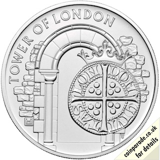 2020 Five Pound Tower of London The Royal Mint BU Reverse RM