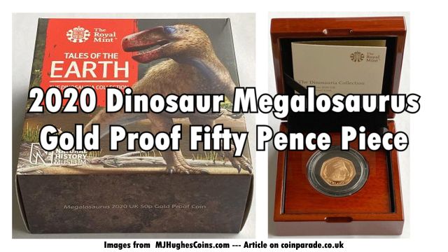 2020 Gold Fifty Pence Megalosaurus