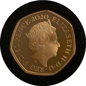 2020 Gold Fifty Pence Megalosaurus Obverse