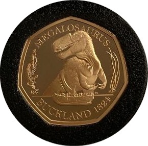2020 Gold Fifty Pence Megalosaurus Reverse