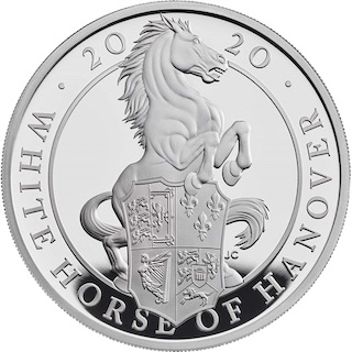 2020 Queens Beast White Horse of Hanover 1oz Silver Proof Reverse