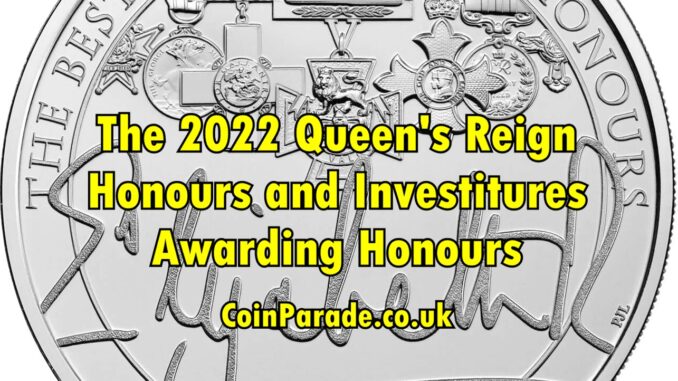2022 Five Pounds Silver Queens Reign Honours Reverse