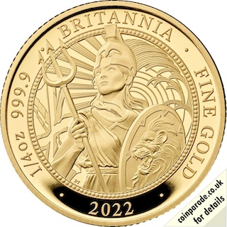 2022 Gold Britannia Quarter Ounce Proof Reverse