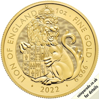 2022 Lion of England 1oz Gold Bullion Reverse