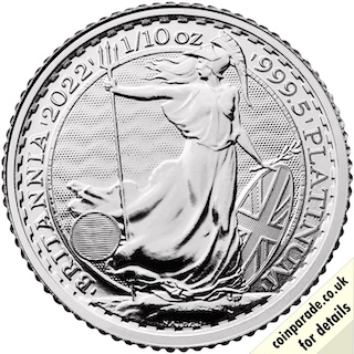 2022 One Tenth Oz Britannia Platinum Reverse