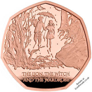 2023 Gold Fifty Pence The Lion the Witch and the Wardrobe Silver Proof Reverse