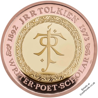 2023 Gold Two Pounds JRR Tolkien Reverse