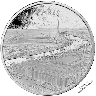 2024 City Views Paris 1oz Silver Proof 2 Pound Reverse