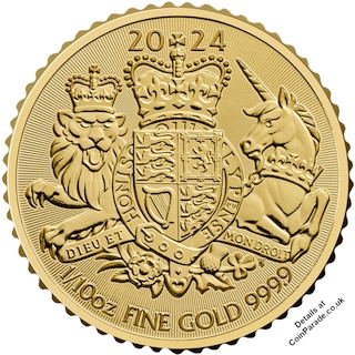 2024 Royal Arms tenth oz Gold Bullion Reverse RM